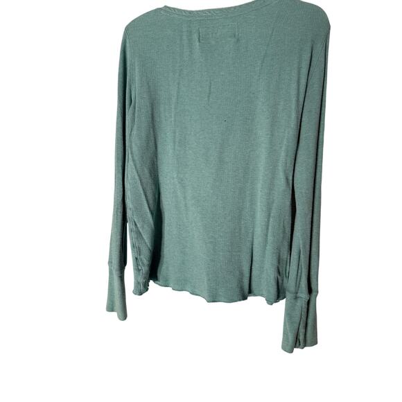 American Eagle Min0t Green Vintage Waffle Henley Women's Fitted XL - Picture 8 of 12